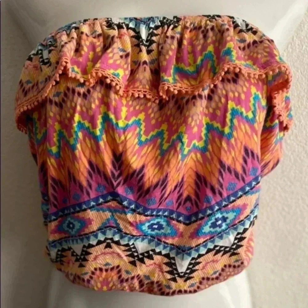 🆕NWOT Arizona Ruffle Tube Top Multi-Print Colorful XXL🆕
